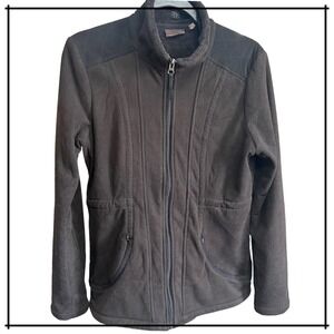 Athleta‎ Black Fleece Jacket Quilted Shoulders Full Zip Women's Medium